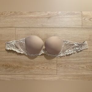 Strapless Lace Trimmed Tan Bra